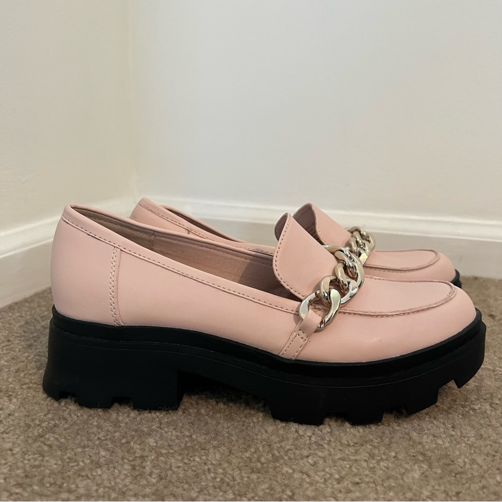 Pink Loafers with chain